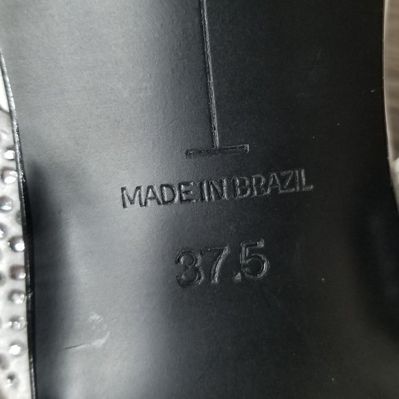 Black Suede Studio Crystal Embellished Sandal, White Leather, Womens Size 7.5 - Picture 10 of 10